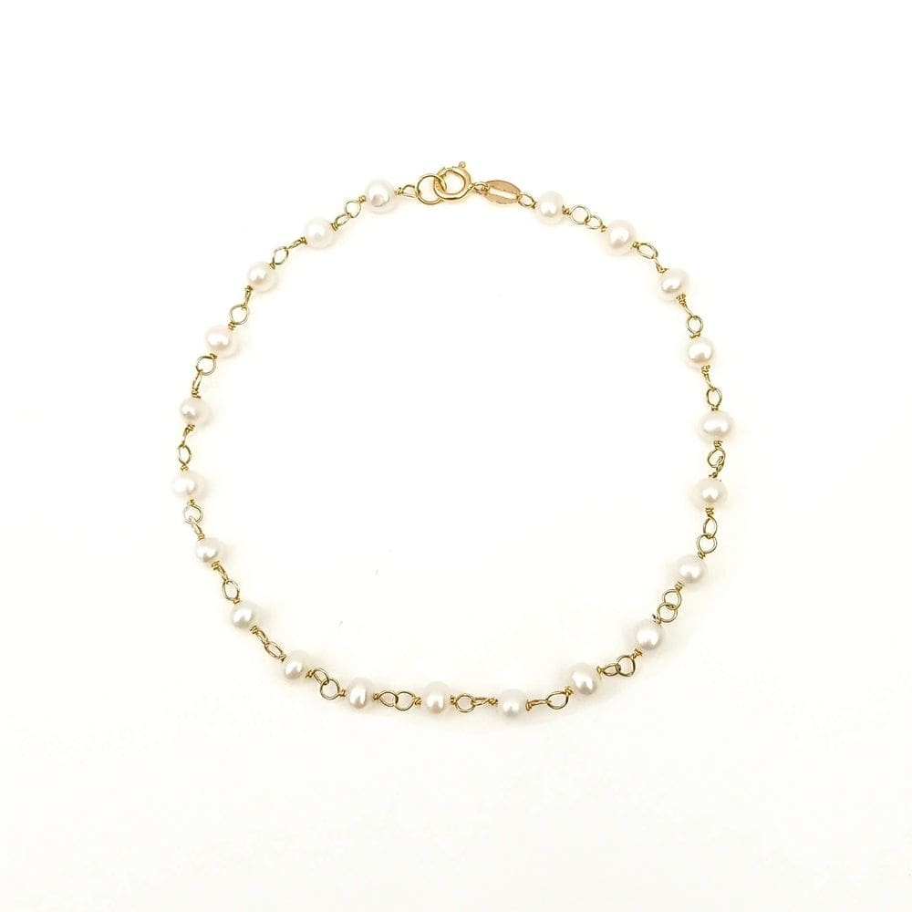 Pulseira Com 21 Pérolas 3,5Mm Em Ouro 18K