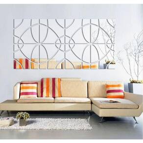 Espelho Abstrato Decorativo Moderno Quarto Sala 40Cm 8Peças