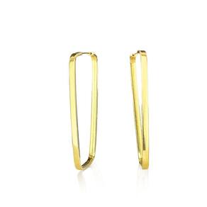 Brinco Argola Retangular 3,5 Cm Em Ouro 18K