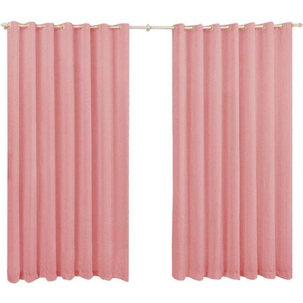 Cortina Microfibra 5,00X2,50 Salmão Ilhós Cromado Quadrado.