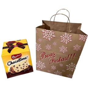 Sacola Kraft Natal Boas Festas 1kg 10 Un - Ilustrações