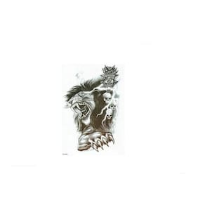 Tatuagem Temporária Dark Delicada Com 20 Cm Leão Tribal