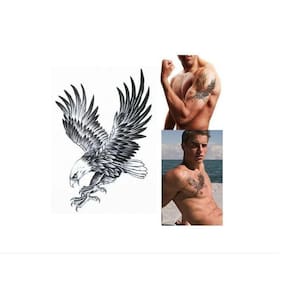 Tatuagem Temporária Dark Delicada Com 20 Cm Águia