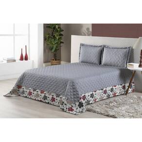 Jogo De Cama Colcha Casal Queen Vitória 3 Peças Cinza