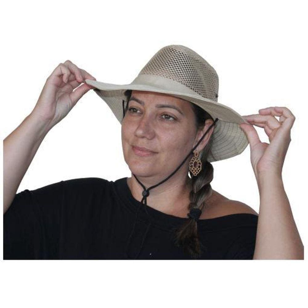Chapéu Feminino Praia Poliéster Resistente Ajuste Cordão