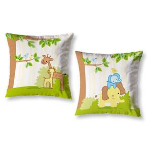 Kit 2 Almofadas Cheias Estampadas Infantil 40Cm X 40Cm Selva