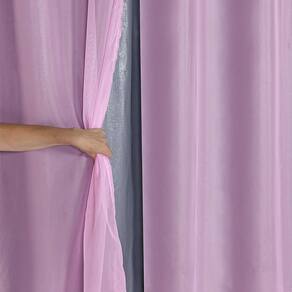 Cortina Blackout Pvc Prata Com Voil 2,80 M X 2,30 M Rosa