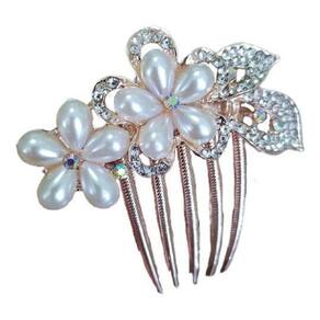 Arranjo Enfeite Cabelo Noiva Dama Dourado - Flor Com Laço