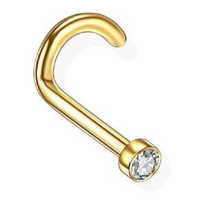 Piercing Nariz Nostril Dourado Pedra Zirconia 2 Mm Pt De Luz