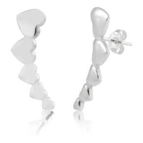Brinco Ear Cuff Coração Folheado Antialérgico - Prateado