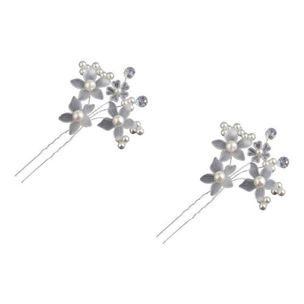 Arranjo 2 Enfeite Cabelo Noiva Perola Debutante - Prateado