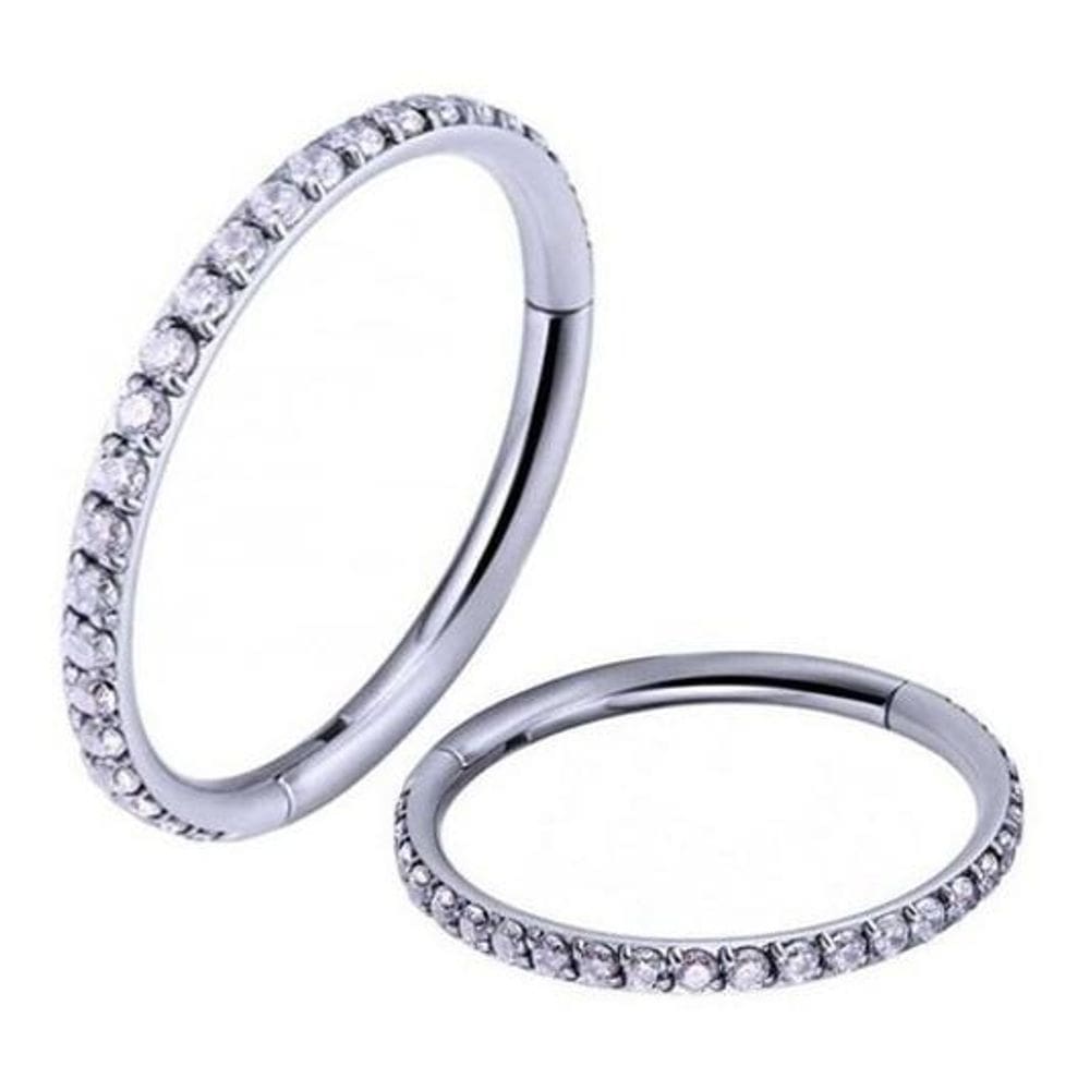 Piercing Argola Pedra Zirconia Titânio 10 Mm Clicker Conch