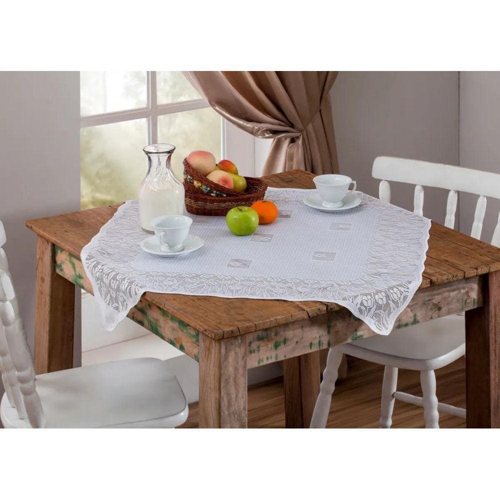 Toalha De Renda Quadrada 78 X 78 Cm Branca 1 Unidade