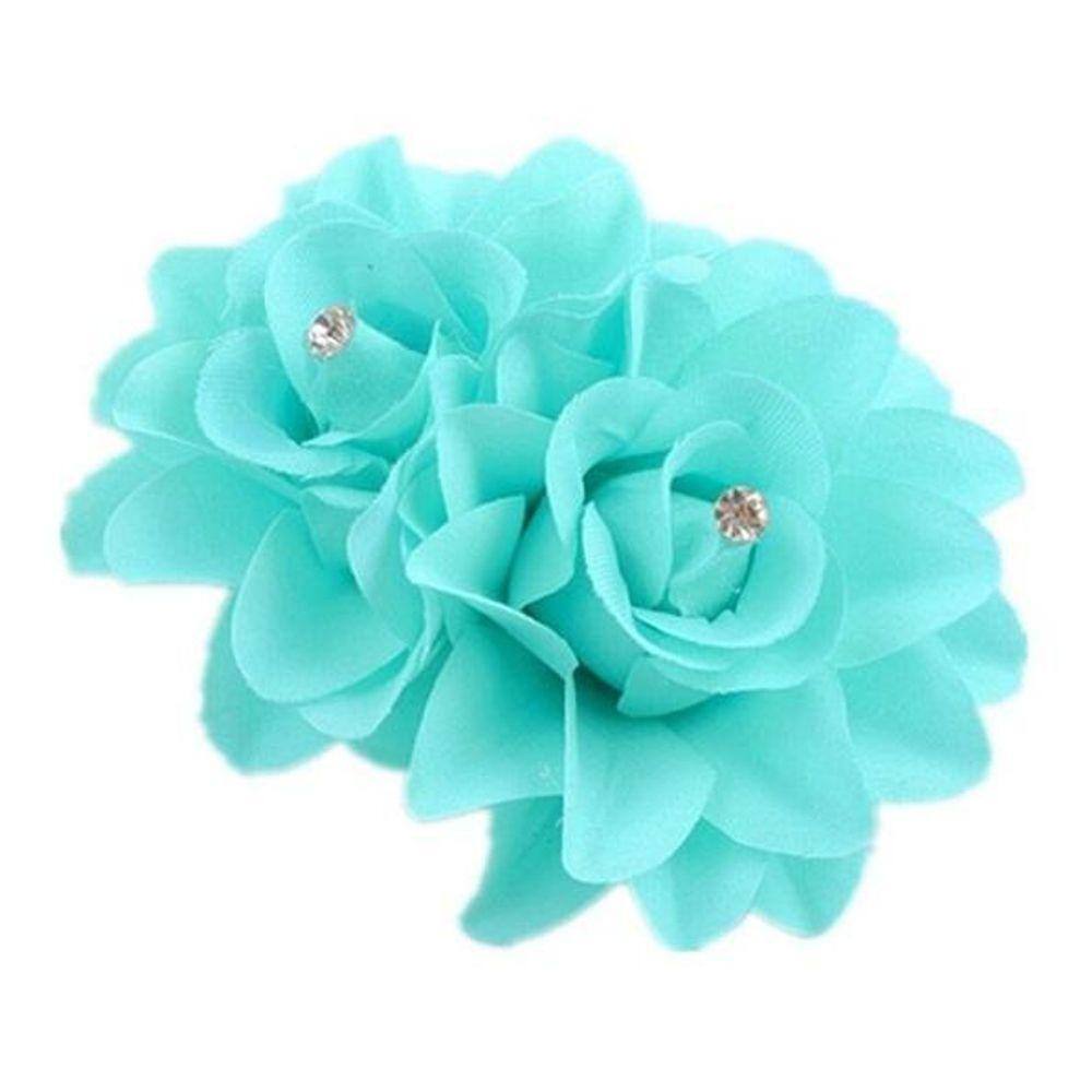 Arranjo Enfeite Cabelo Noiva Flor Pano Strass - Azul Tifany