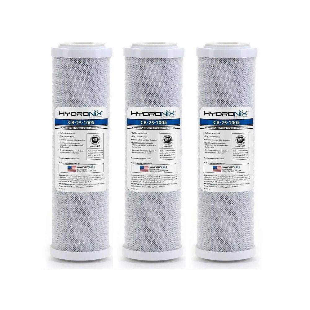 Kit 3 Refil Carbon Block Hydronix 10X2.1/2 5 Micras Carvão