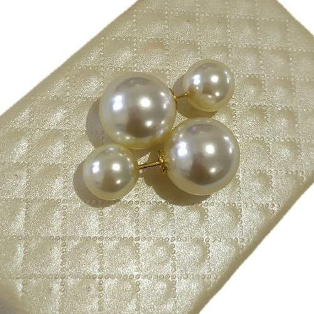 Brinco 2 Pérolas Noiva Folheado Ouro 18K - Dourado