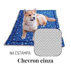 Colchonete Cama Pet Médio 80X60 Impermeável - Chev. Cinza