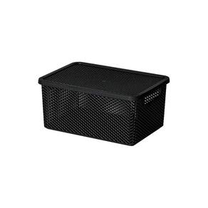 Cesto Organizador Com Tampa Preto 26X18X12 - 2012