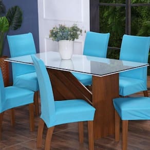 Kit 6 Capas Para Cadeira De Jantar Malha Gel - Azul Turqueza