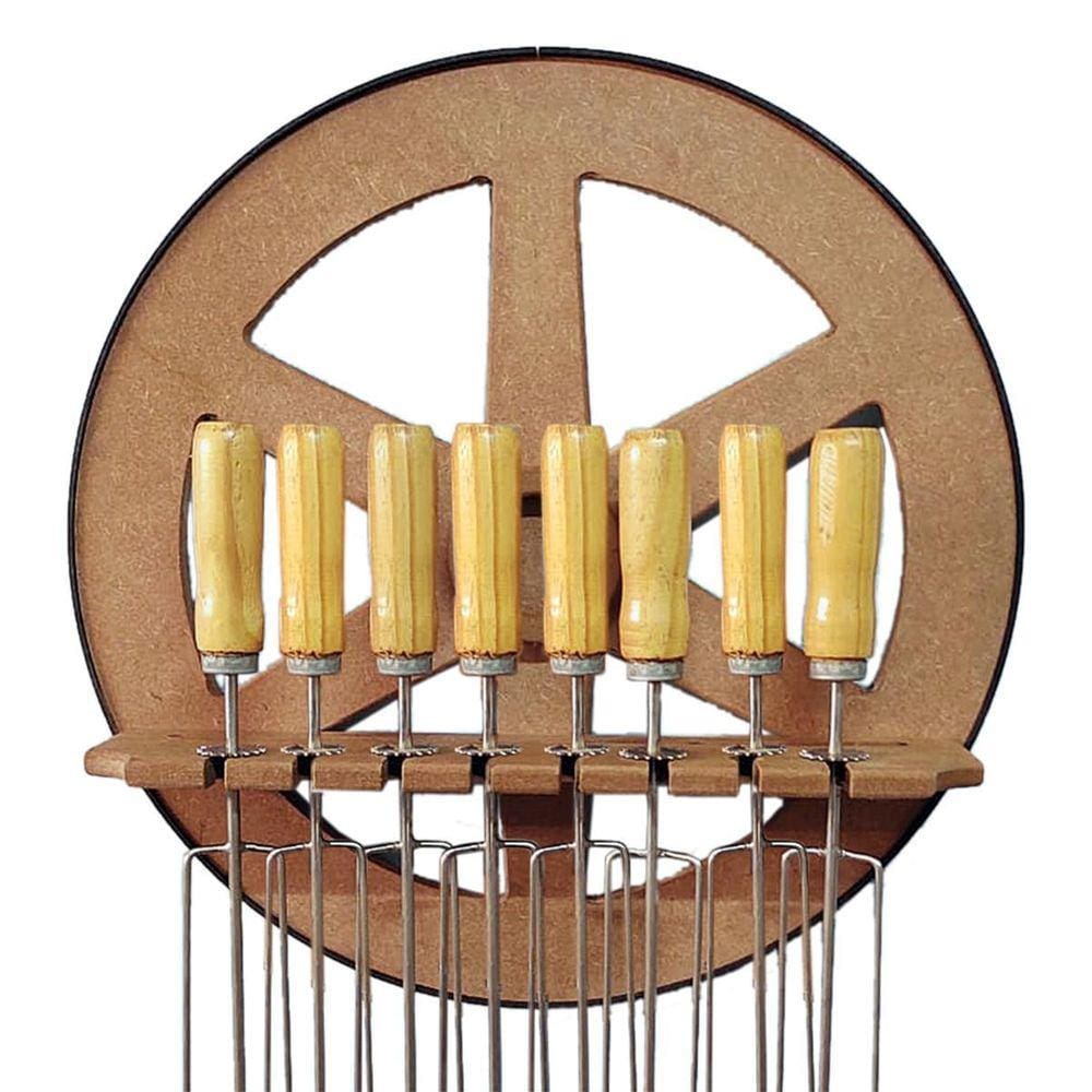 Suporte Porta Espetos Madeira Rústica Roda De Carroça