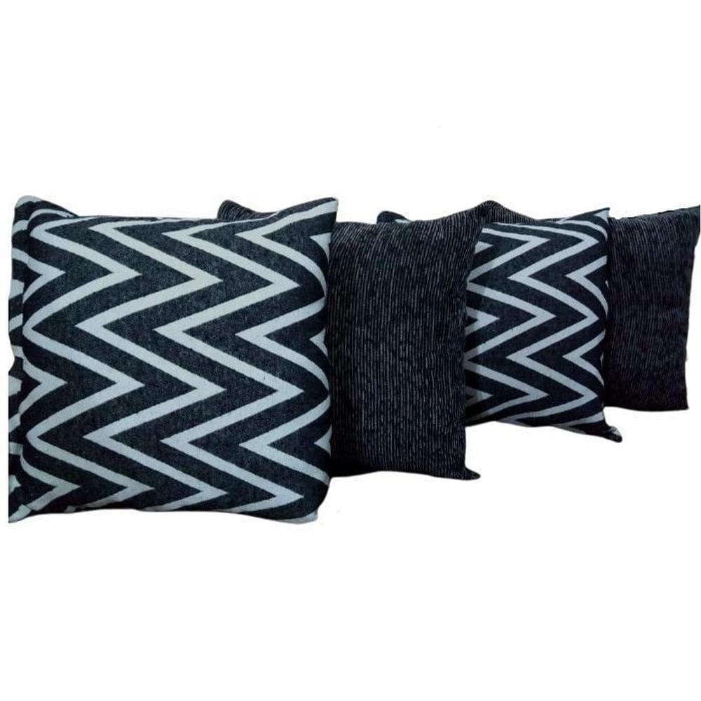 Kit Capa Para Almofada Listras Chenille Cinza 4 Peças