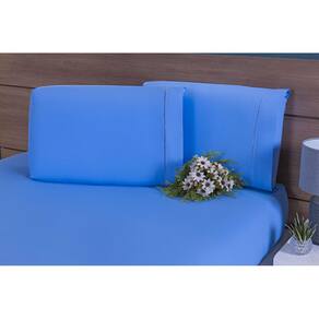 Kit 2 Fronhas Bebê 100% Algodão 200 Fios Ponto Palito Azul