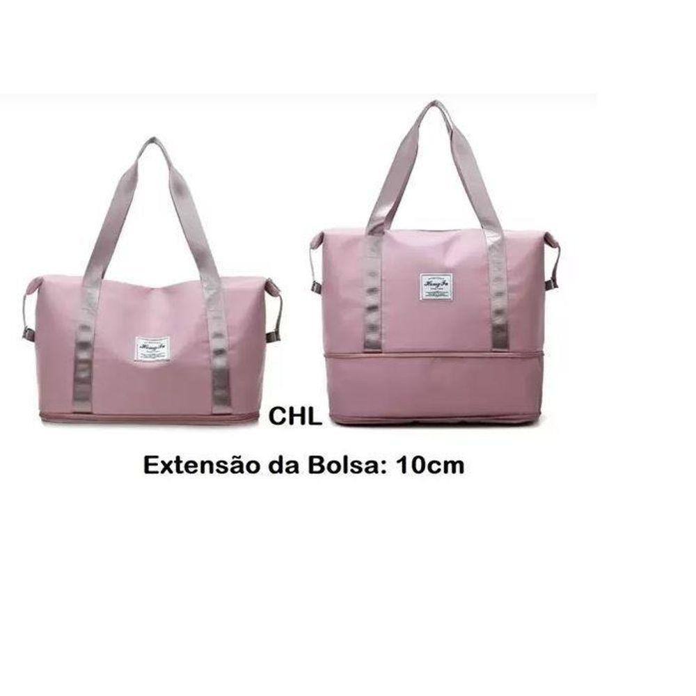 Bolsa De Viagem Multifuncional Dobrável Rosa- Com Extensão