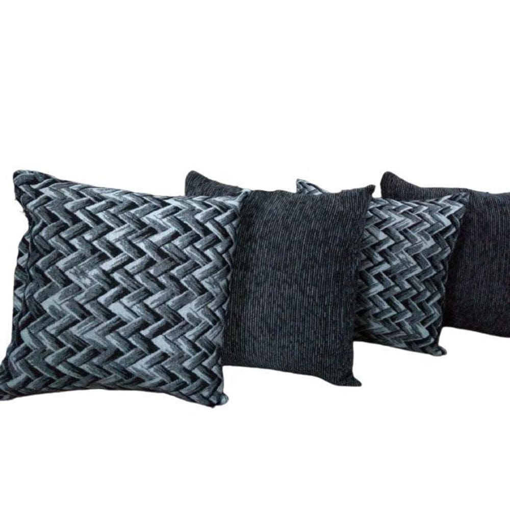 Kit Capa Para Almofada Listras Chenille Cinza 4 Peças