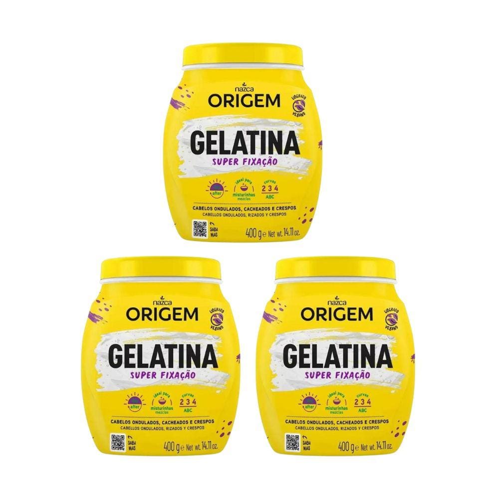 Gelatina Capilar Origem 400g Super Fixacao - Kit C/ 3un