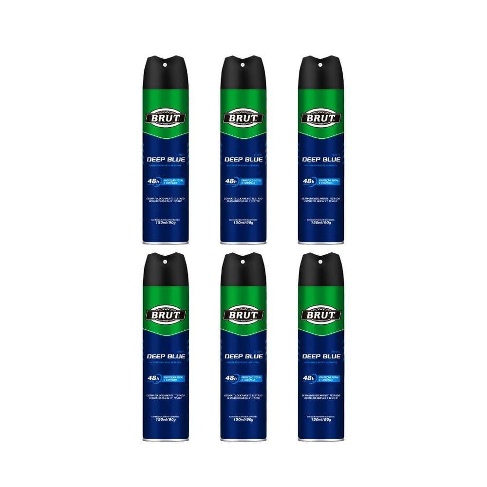 Desodorante Aero Brut 150ml Deep Blue - Kit C/ 6un