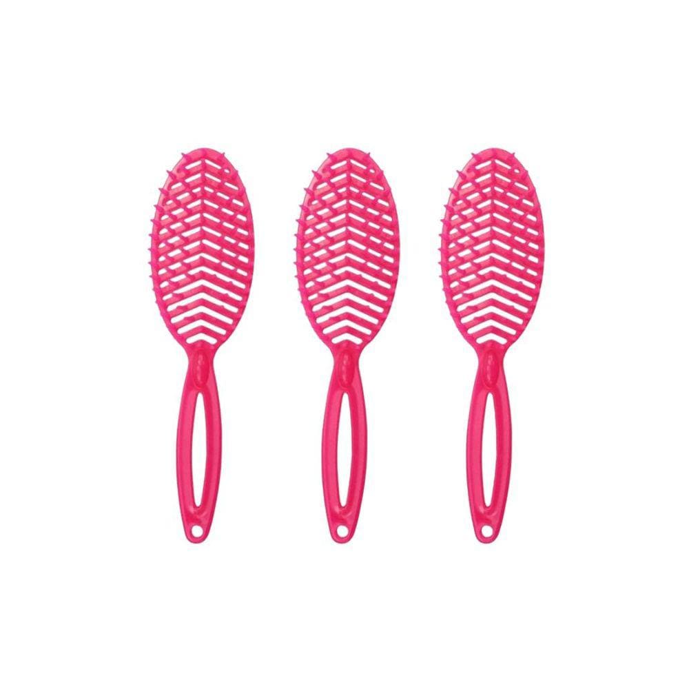 Escova de Cabelo Darma Flex Oval 338 Pink - Kit C/ 3un
