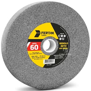 Rebolo Reto Pedra Esmeril Uso Geral 6X3/4 Grão 60 Com Bucha
