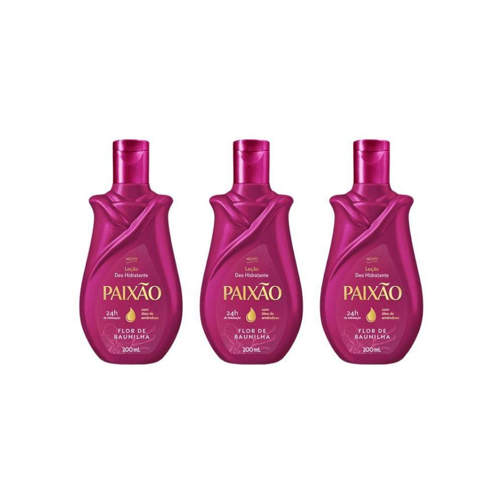 Hidratante Corporal Paixao 200ml Flor Baunilha - Kit C/ 3un