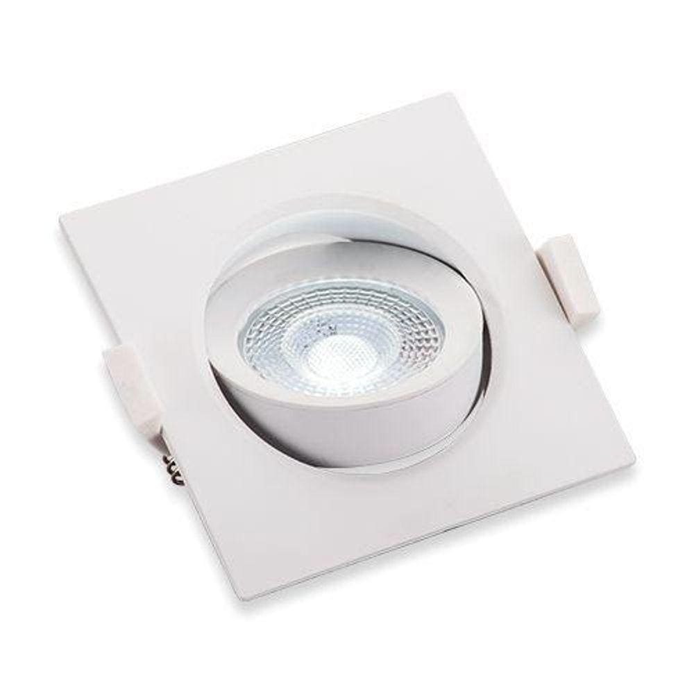 Spot Led Quadrado Embutir Branco 3W Luz Branca 6500K