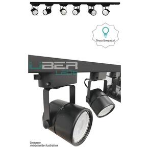 Kit Trilho Eletrificado 1 M Preto 4 Spot Gu10 Led 7W 4000K