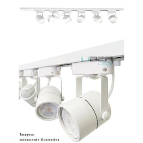 Kit Trilho Eletrificado 1M Branco 4 Spot Gu10 Led 4,8W 2700K