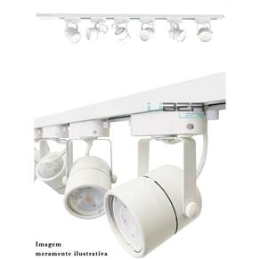 Kit Trilho Eletrificado 1 M Branco 4 Spot Gu10 Led 7W 2700K