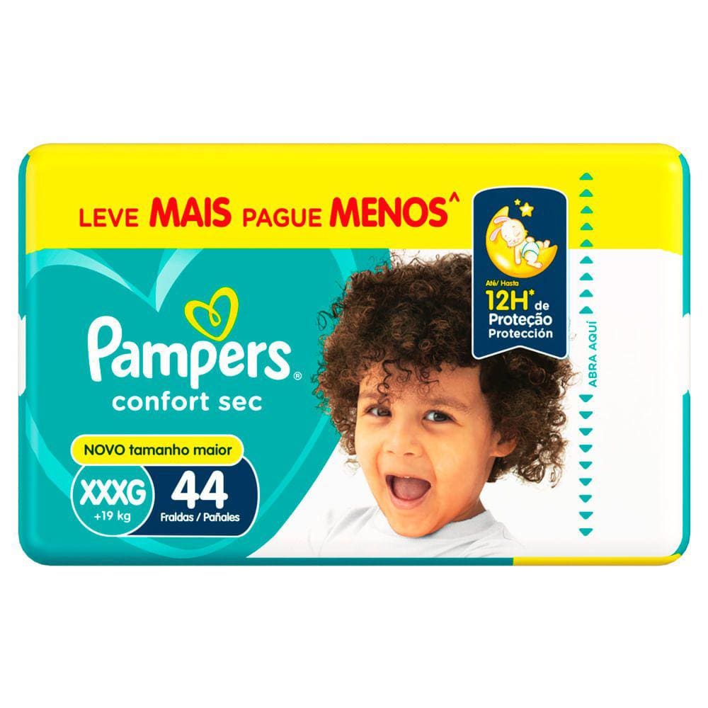 Fralda Pampers Confort Sec Tamanho XXXG 44 Unidades Descartáveis