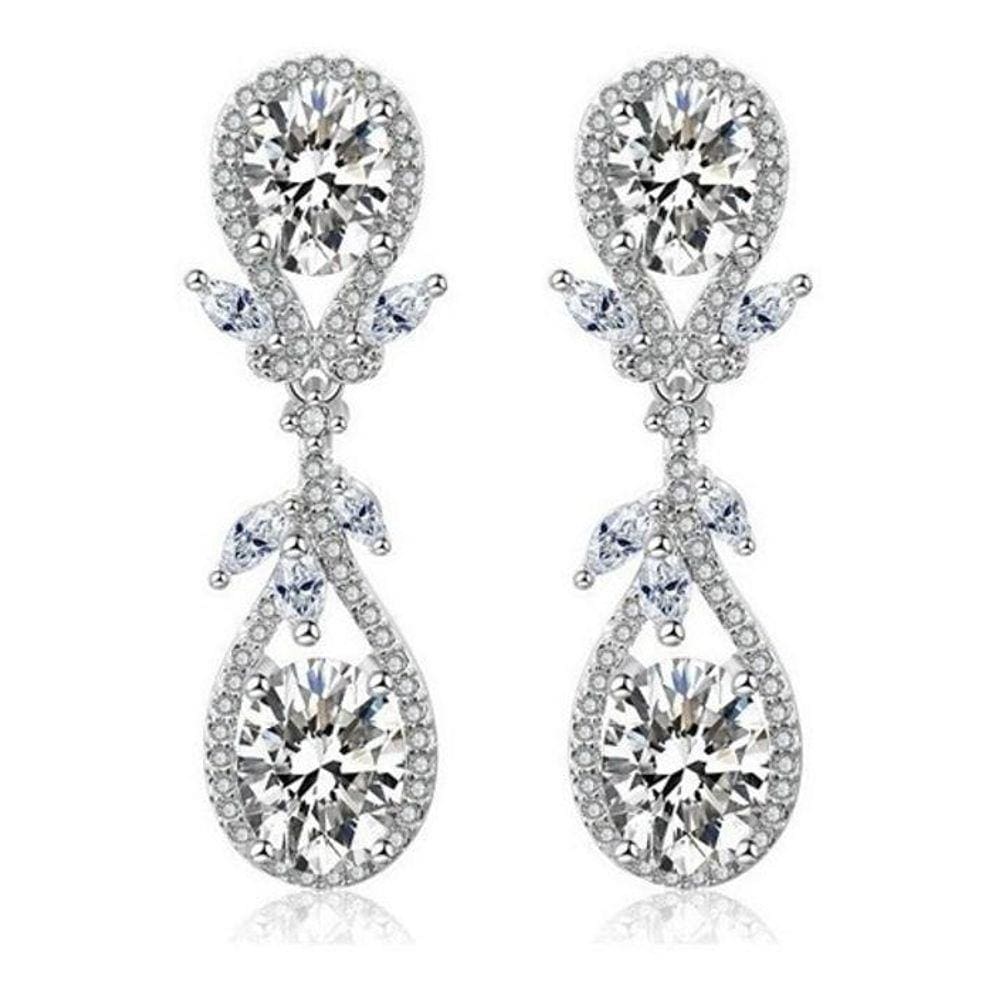 Brinco Noiva Zirconia Debutante Festa Madrinha - Prateado