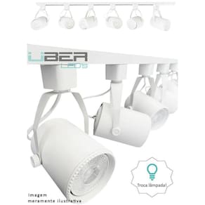 Kit Trilho Eletrificado 1M Branco 4 Spot E27 Par20 Led 6500K