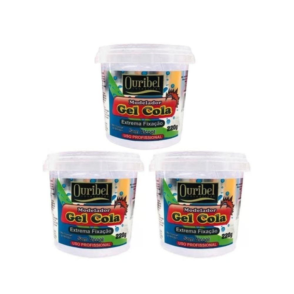 Gel Cola Fixador Ouribel 220g - Kit C/ 3un