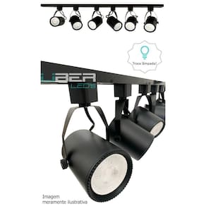 Kit Trilho Eletrificado 1M Preto 4 Spot E27 Par20 Led 6500K