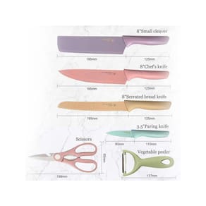 Kit Facas Aço Inox Colorida 6 Peças Cozinha Presente