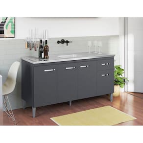 Balcão de Cozinha Gabriela 150cm Cinza S/Tampo - AJL Móveis