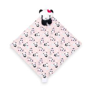 Naninha Malha Tricoline Com Prendedor De Chupeta Panda Rosa