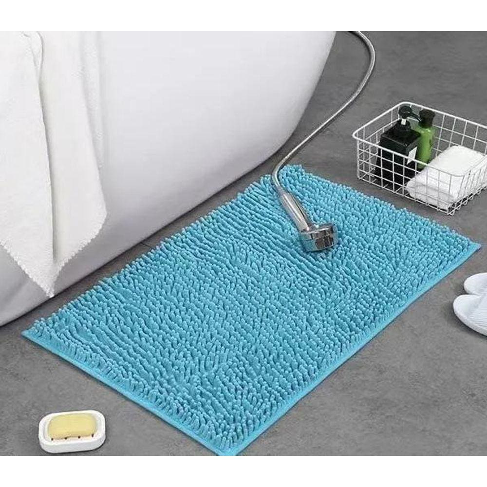 Carpete Macarrão Beira Porta Borracha Pequeno Azul Celeste