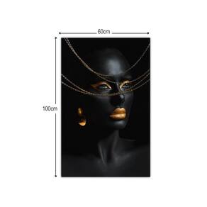 Quadro Tela Decorativa Mulher Maquiagem Dourada 100X60Cm