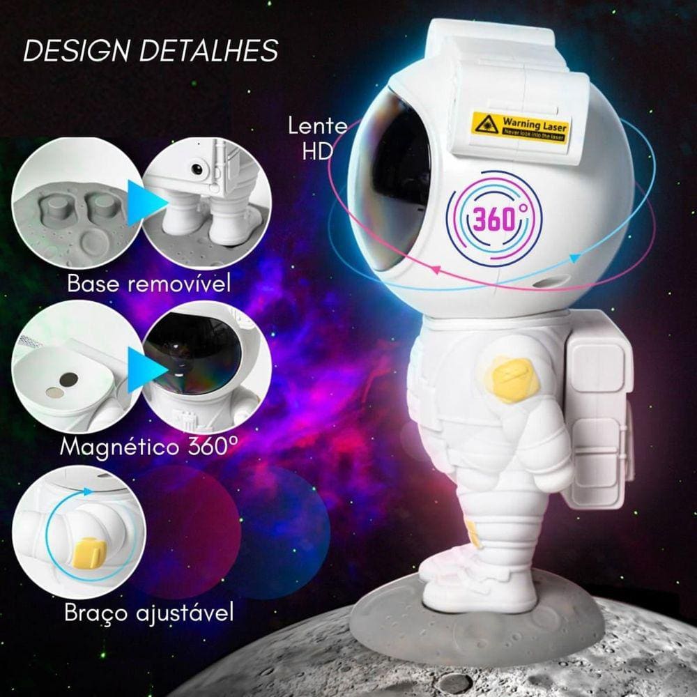 Luz Noturna De Projetor Estrelas Galáxia Nebulosa Astronauta