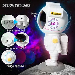 Luminária Projetor De Luz Astronauta Galaxy Light Nebulosa