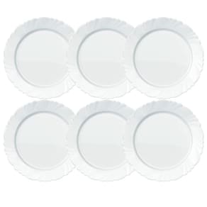 Kit 6 Prato Raso Nadir Duralex Vidro Pétala Branco Opaline